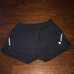 Black Athleta running shorts